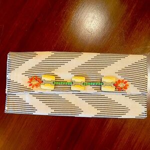 Handmade hand sewn  clutch purse beaded detailed Style of J Crew fresh summer